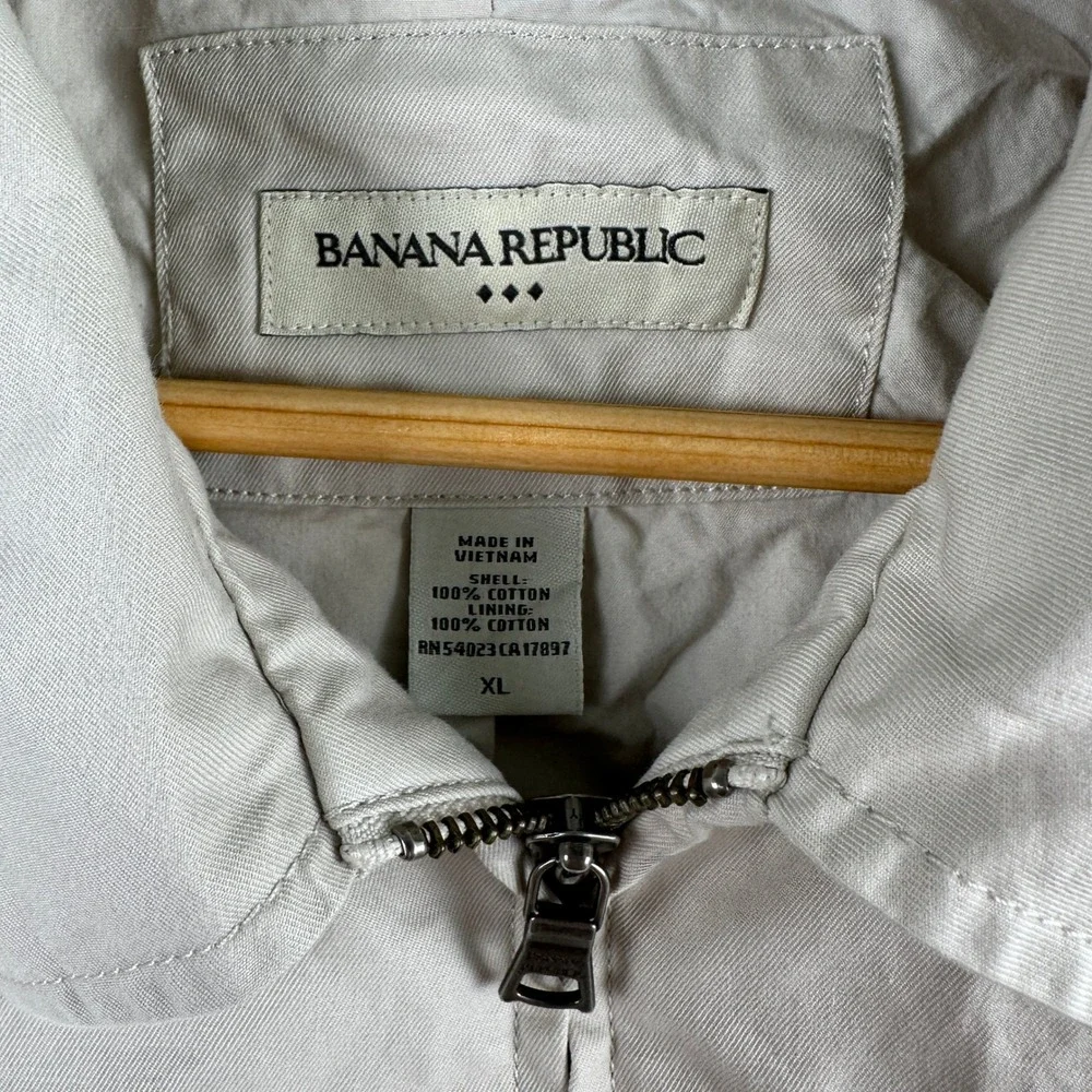 Vintage Banana Republic‎ Jacket Mens XL Beige Harrington Full Zip Cotton Casual